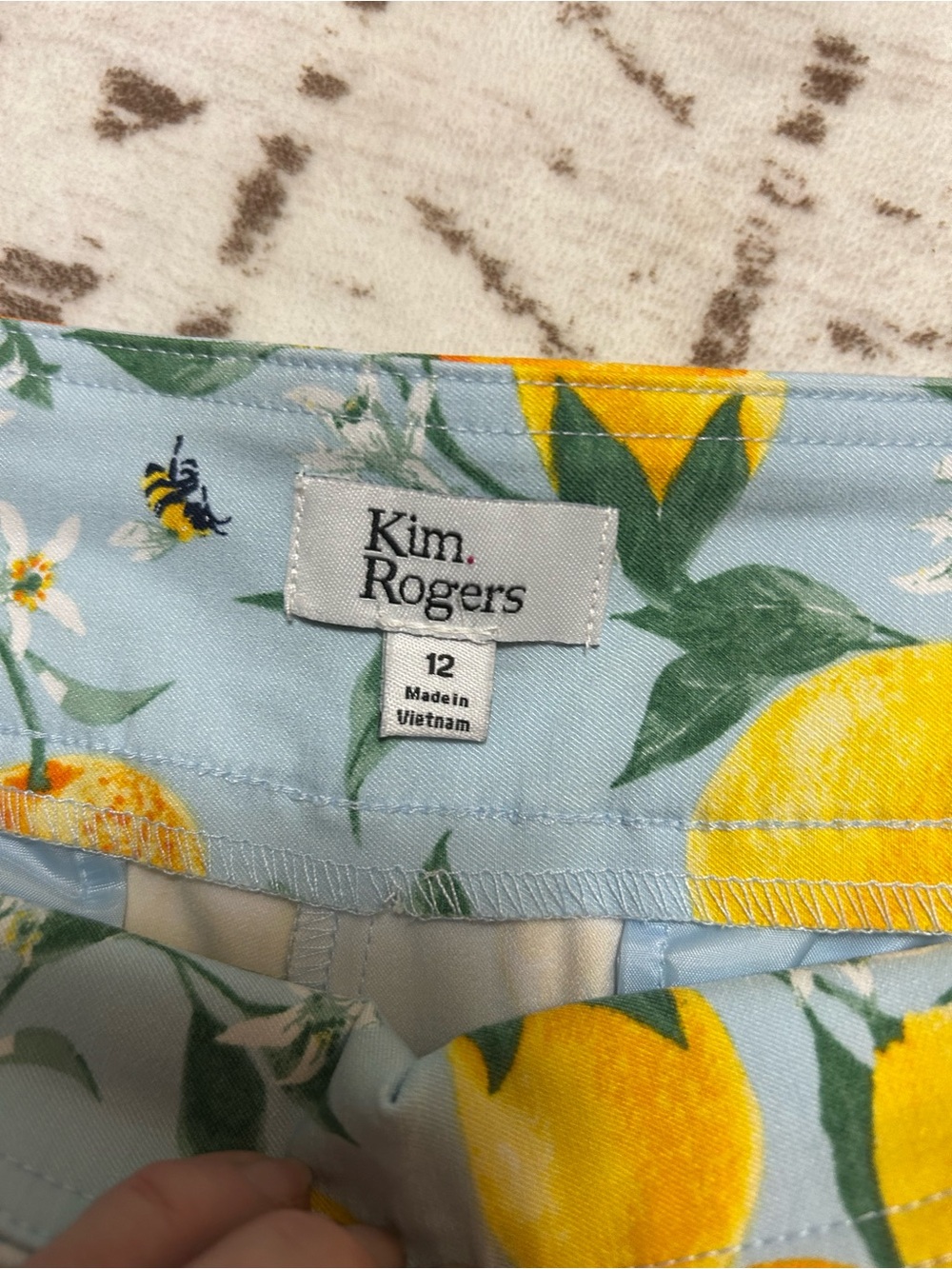 Kim Rogers Citrus Print Pull On Capri Pants Size 12 Stretch Coastal Resort - Picture 6 of 7